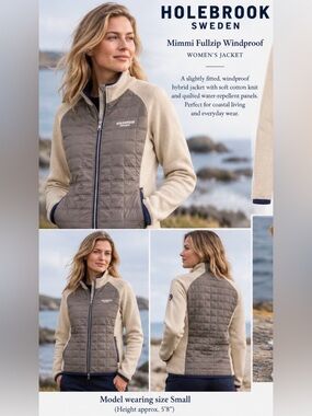Holebrook Sweden Mimmi Original Windproof Hybrid Quilted Knit Khaki Jacket Small